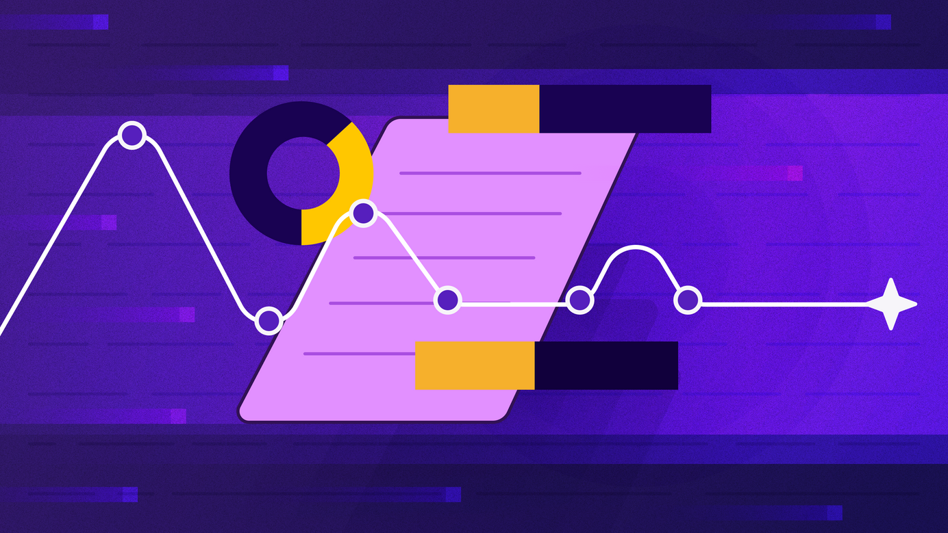 A visual representing text analytics floats in limbo with a linear timeline in the background.