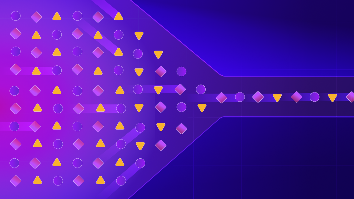 A bunch of variables are being funneled through, creating order, action, and clarity.
