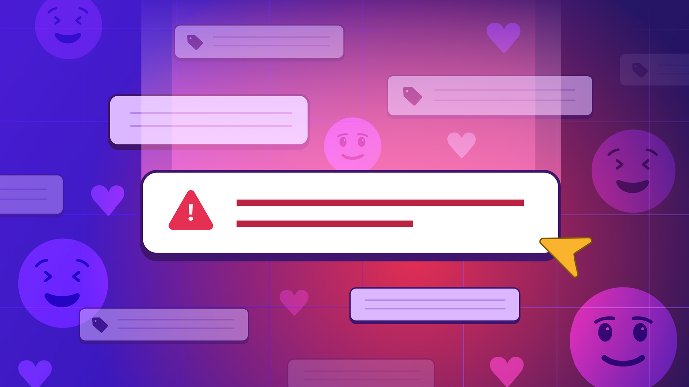 A UI tag with a customer issue is floating in the middle, as other tagged feedback floats in the background.